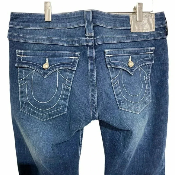 True Religion Jeans Women's 32‎ Bootcut Dark Wash Denim Embellished Pockets Y2K - Picture 4 of 7